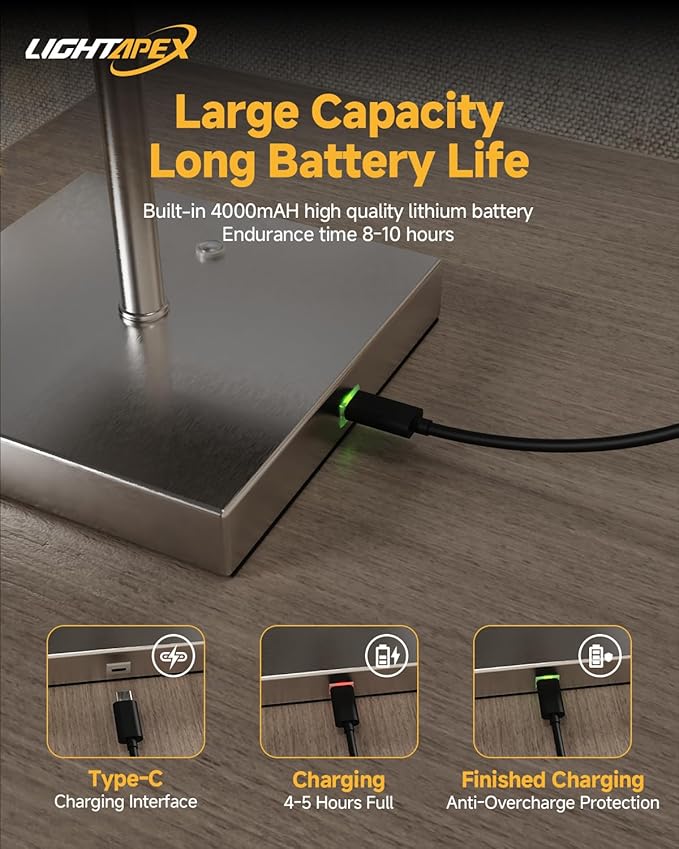 Lightapex Vintage Small Cordless Table Lamps with Stepless Dimming, Portable Rechargeable Bedside Lamps with Touch-Control for Bedroom, Living Room, and Reading, Cube(Black)