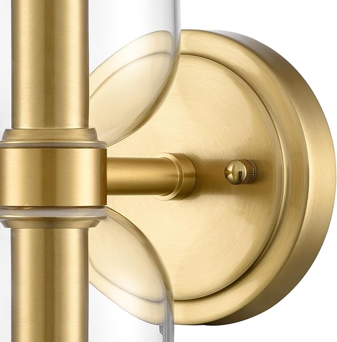 CLAXY Gold Wall Sonce Dimmable E12 Based Wall Lamp for Bathroom with Clear Shades-Vertical and Horizontal Installation