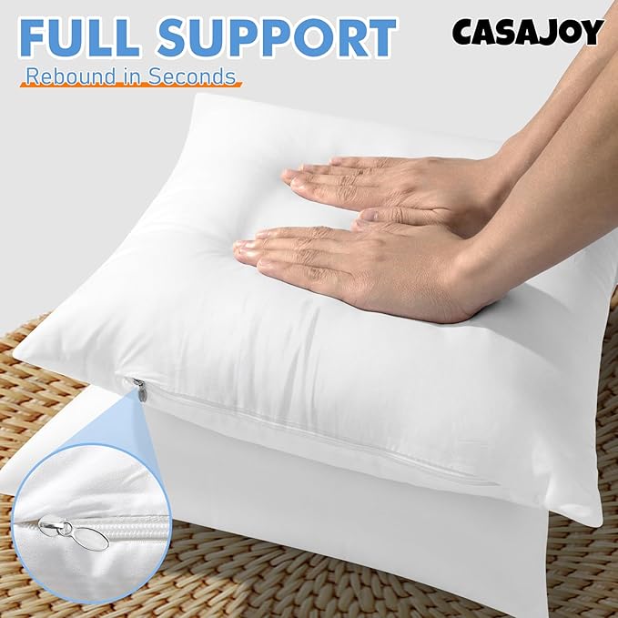 Pack of 4 18x18 Outdoor Pillow Inserts, Water Resistant Throw Pillow Inserts, Cushion Inner Pads for Patio, Furniture, Sofa, Bed, Living Room, Garden Decorative Waterproof Pillow Inserts