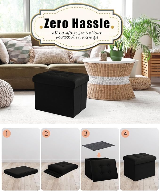 Ottoman Storage Ottoman Foot Rest Stool Foldable Bench with Storage Student Dormitory Bedroom and Entryway 17 X 13 X 13