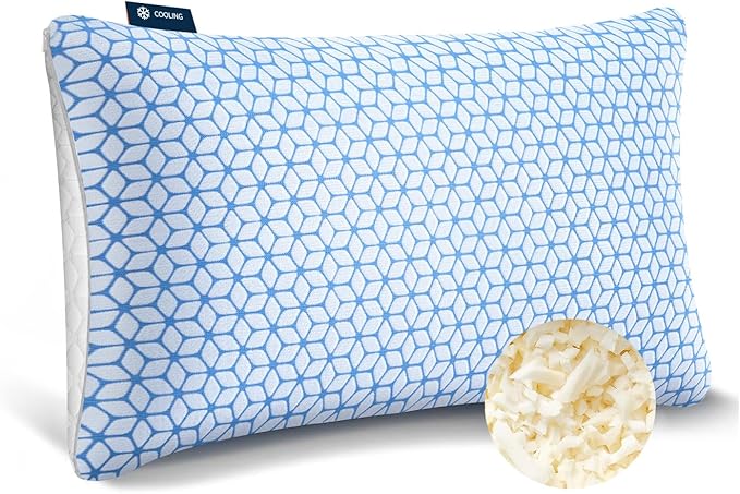 Bed Pillow Queen Size 1 Pack, Shredded Memory Foam Pillow Adjustable，Cooling Pillow Soft and Supportive for Side Back Stomach Sleepers
