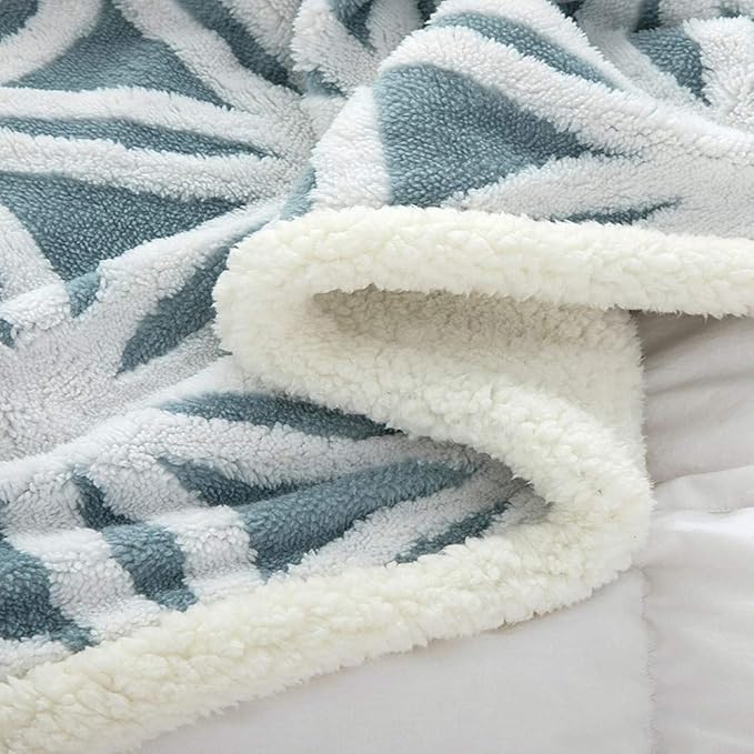 UKELER Ultra Plush Super Soft Lightweight Sherpa Throw Blanket 60''x50'' Cozy Luxury Light Blue Blanket for Bed Couch Warm Fuzzy Blanket