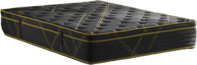 Ottomanson Queen 13" Luxury Black vMustard Eurotop Mattress - Inspired by The Roman Empire - Medium-Firm Hybrid Comfort - Made in USA - Premium Quilted Cover - Fiberglass-Free - Bed in a Box