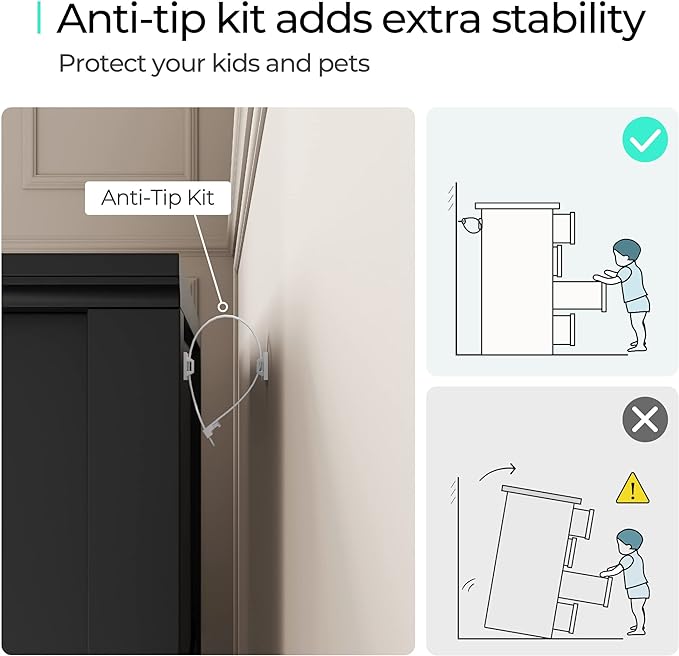 LINSY HOME Dresser for Bedroom, 5 Drawer Dresser with Metal Handles, Tall Chest of Drawers for Living Room, Entryway and Hallway, Black