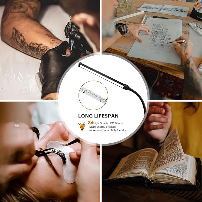 EBEST Led Floor Lamp for Eyelash Extensions Standing Floor Lamps for Office Eyelash lamp Tattoo Light Reading Lamp for Bedroom Makeup Lash Light Extension (Black - RY)