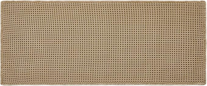 Waffle Runner Rug Bathroom, Long Boho Bathroom Rugs Non Slip Washable Super Absorbent Quick Dry Farmhouse Bath Decor, 60"x24" Khaki