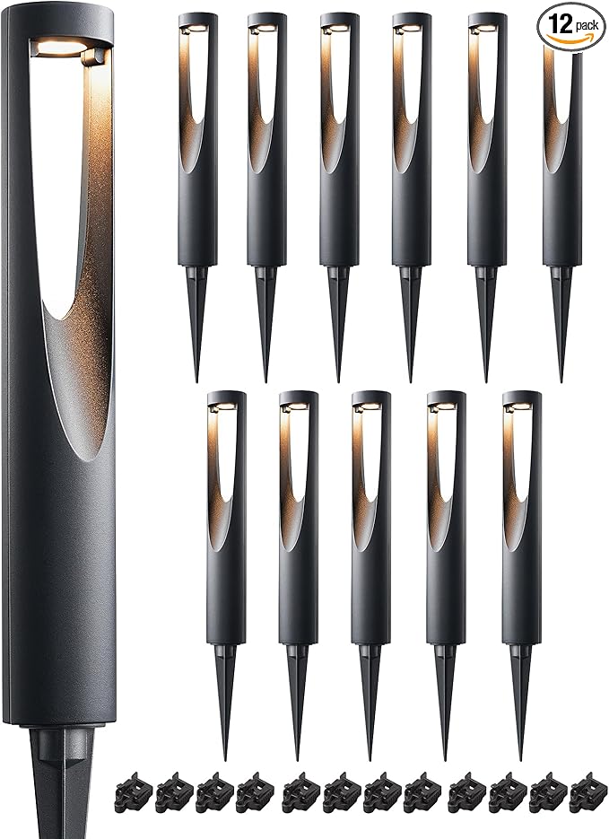 EDISHINE Low Voltage Landscape Lights, 12V 2W 150LM 3000K LED Landscape Path Lights with Connectors, Waterproof Electric Outdoor Landscape Lighting for Walkway Yard Garden, CRI80 12 Pack