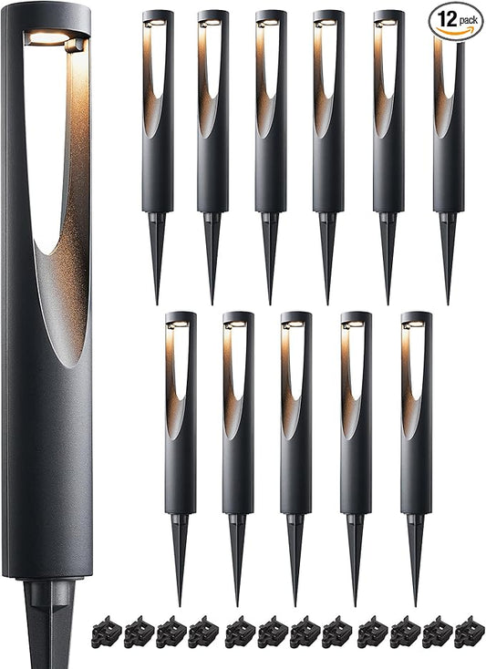 EDISHINE Low Voltage Landscape Lights, 12V 2W 150LM 3000K LED Landscape Path Lights with Connectors, Waterproof Electric Outdoor Landscape Lighting for Walkway Yard Garden, CRI80 12 Pack