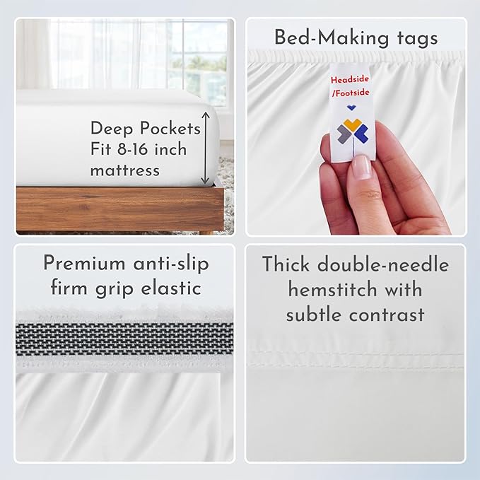 California Design Den Luxury 800 Thread Count, Natural 100% Cotton Sheets for Queen Size Bed Set - Hotel Quality Sheets with Deep Pockets, Durable, Cooling & Softer Than Egyptian Cotton - Pearl White