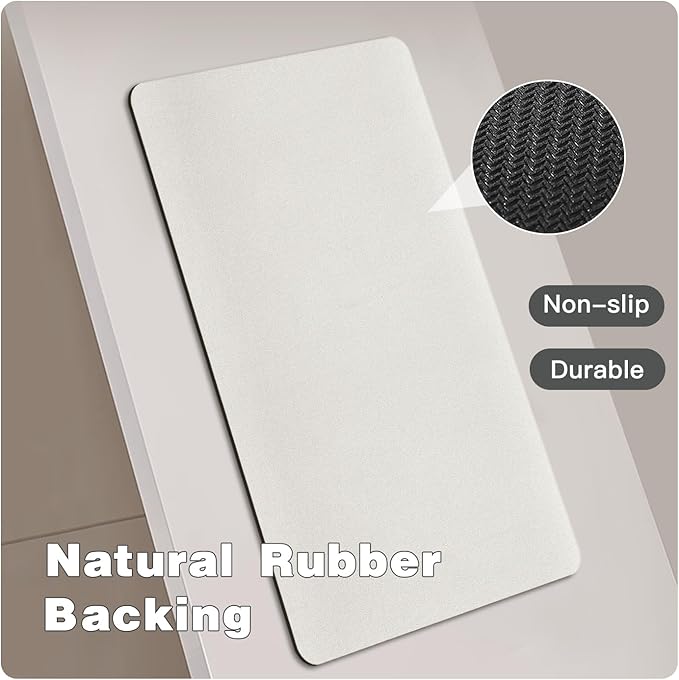 White Bath Mat, Bathroom Rugs Non Slip Washable Thin Absorbent Quick Dry Bath Mat Fits Under Door Bathroom Floor Mat Perfect for Bath, Shower, or Sink 12"x12" White