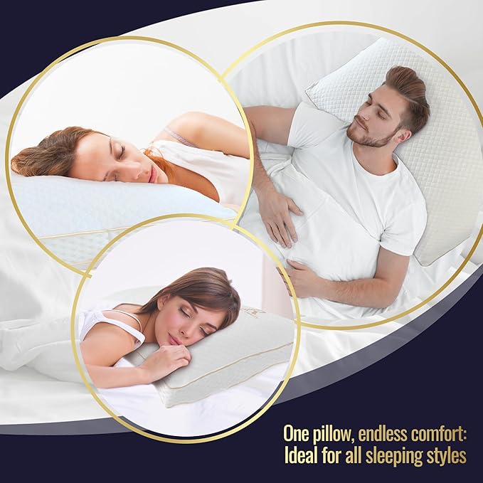 Royal Therapy 2-Pack Queen Memory Foam Pillow, Adjustable Shredded Odor-Free Pillow for Neck & Shoulder Pain Relief, Support for Back, Stomach, Side Sleepers, AirFlowPRO