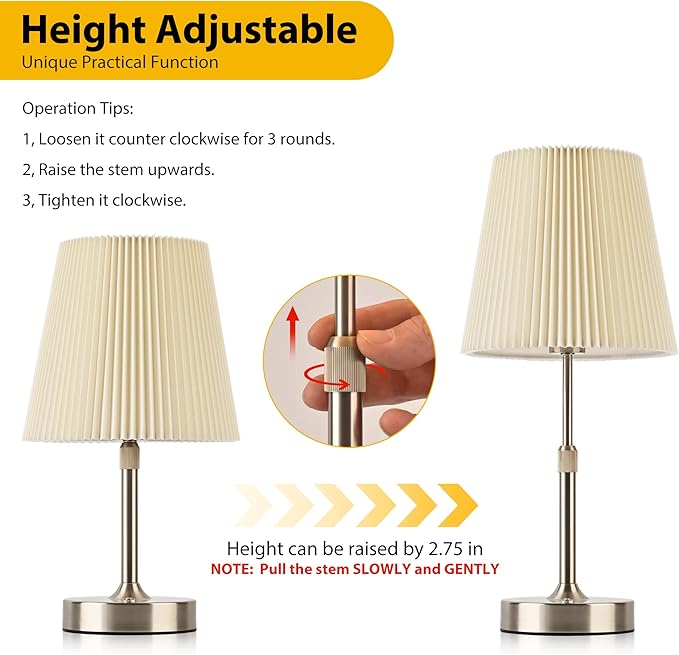 Cordless Table Lamp, 2700K Stepless Dimmable Wireless Touch Lamp with 2 Bulbs, 5200mAh Rechargeable Battery Operated Lamps for Living Room, Kitchen, Bedside, Dining Room, Bar(Silver)