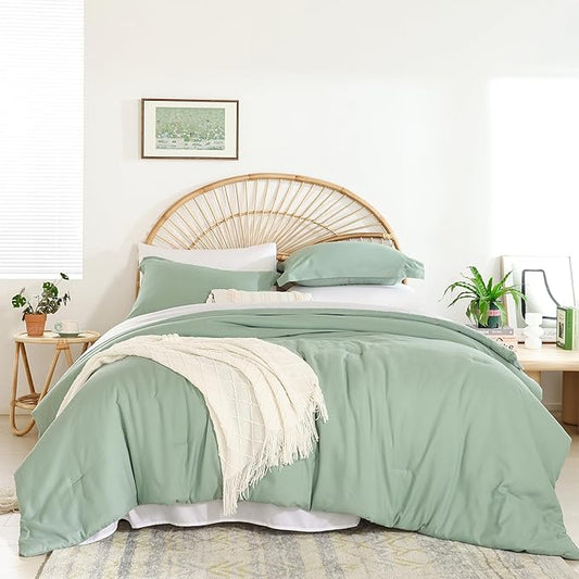 weigelia Full Size Comforter Set 7 Pieces Sage Green Comforter Set with Sheets Soft Bed in a Bag Full Bed Comforters Set for All Season