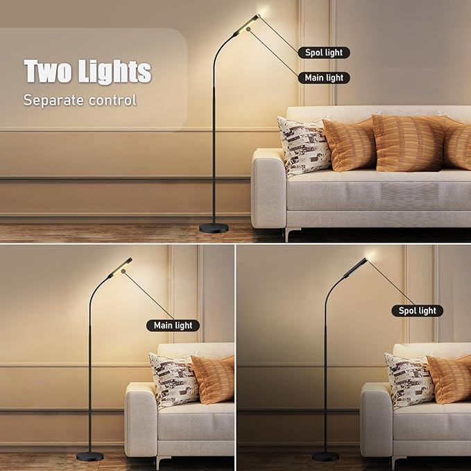 Floor Lamp for Living Room, bedrooms,Work Study and Home Decor.Modern Reading Standing lamp.with Remote Control.4 Color temperatures LED Bulb.Lighting Brightness Adjustable from 10%-100%.