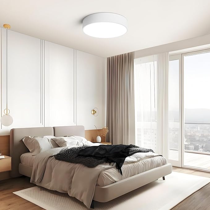 Dimmable LED Flush Mount Close to Ceiling Light Fixture,Living Room Lighting Fixtures,Modern Large Interior Round White Ceiling Lamps for Kitchen Master Bedroom,5CCT 2700K-6000K,15.74 Inch