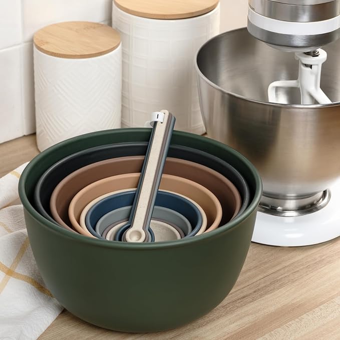 Bamboozle Astrik Baking Bundle | 5 Piece Mixing Bowl Set | Measuring Cups and Spoons | Cooking and Meal Prep | Dishwasher Safe | Microwave Safe | Alpine Forest