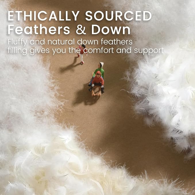 Alanzimo Goose Feathers Down Pillows King Size Set of 2, Luxury Soft Feather Down Pillow for Sleeping, 600TC 100% Cotton Cover Hotel Collection Bed Pillows for Back, Stomach or Side Sleepers 20x36