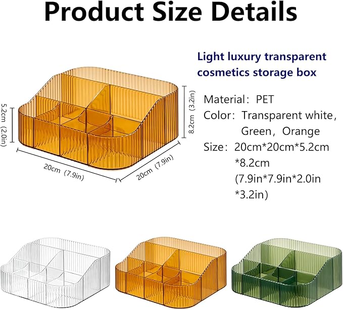 DASITON Large Capacity Makeup Brush Holder,8 Slot Makeup Brush Cup,Vintage striped Make Up Brush Holder,for Vanity Decor,Bathroom Countertops,Desk Storage Container,Cosmetic Display cases(Clear-XL)