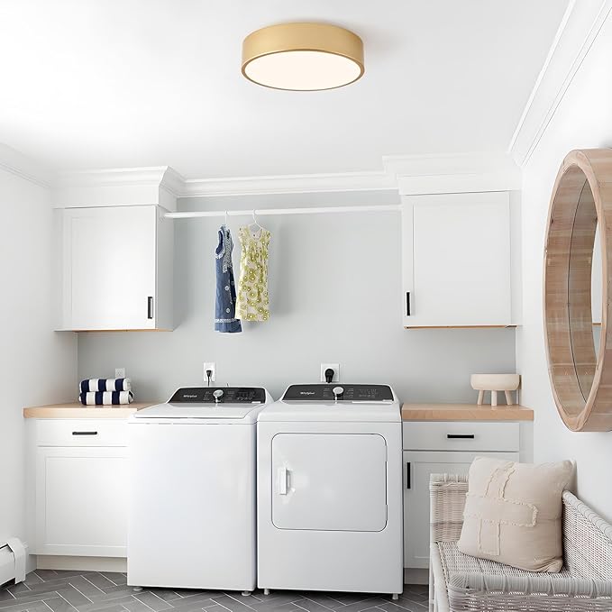 Modern Flush Mount Ceiling Light, 2-Lights Gold Ceiling Light, Minimalistic Ceiling Lamp Acrylic Shade Lighting Fixture for Bedroom Laundry Room Foye Hallway(11.8 Inch)