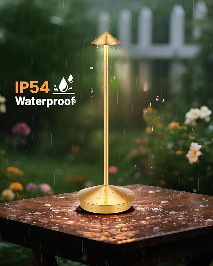 Portable Led Cordless Lamp Table Light 2 Pack, Rechargeable 6000mAh Battery Outdoor Table Lamp for Dinning Restaurant Patio Bedroom Camping, IP54 Waterproof, Dimmable