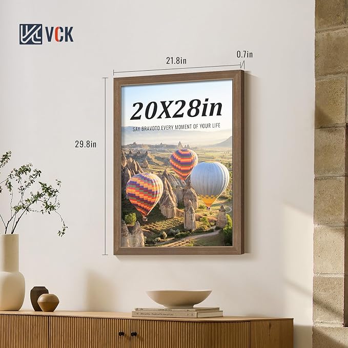 VCK 20x28 Brown Poster Frames 3 Pack, High-End Wood Wide Border Picture Frame,Multi-Directional Display Family Photos, Office Prints, Studio/Gallery/Home Artwork