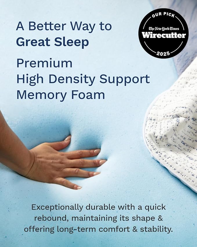 ViscoSoft 3 Inch Memory Foam Mattress Topper Twin - Select High Density Ventilated Mattress Pad - Removable Premium Rayon Cover