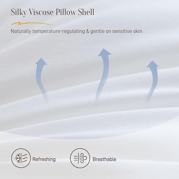 Hypoallergenic Bamboo Viscose Shell, Soft Bed Pillows King Size Set of 2 with Down Alternative Filling, Oeko-Tex Certified, Luxury Hotel Quality for Back, Stomach and Side Sleepers