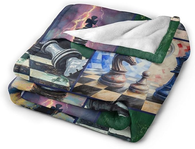 Yibuda Chess Blanket Chess Board Flannel Plush Throw Blanket Cozy Board Game Decor Fleece Stuff Blanket Gifts for Lover Girls Boys Kids Adults Women Bed Travel 40"x50"