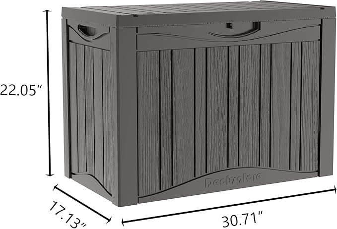 45 Gallon Double-Wall Resin Deck Box - Lockable Waterproof Outdoor Storage Box, 515bs Capacity & Doubles as Seating for Patio Furniture - Garden Tools, Pool Accessories (Brown)