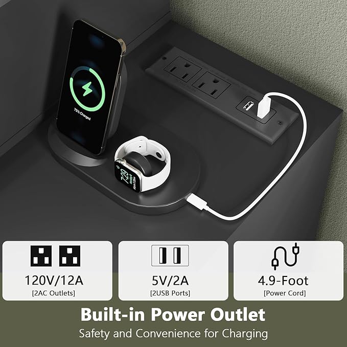 Quimoo 48" Large Vanity Desk with Mirror and Lights, Makeup Vanity with 6 Drawers, Power Outlet, Vanity Makeup Mirror Desk Table Set with 4 Storage Shelves & Stool, Best Gift for Women Girls,Black