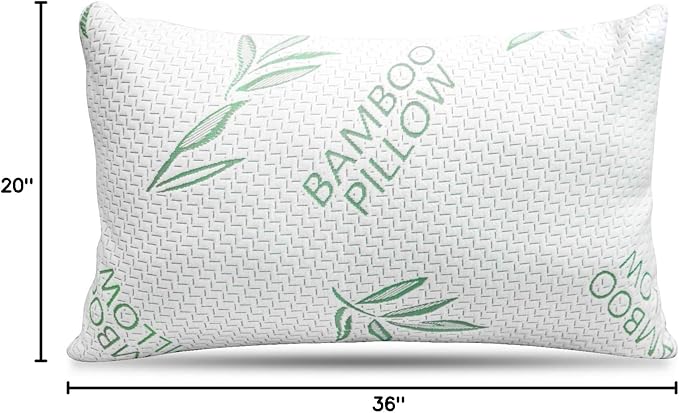 King Size Rayon Derived from Bamboo Pillow for Sleeping, Cooling Shredded Memory Foam Bed Pillows Set – Back, Stomach, Side Sleeper, Removable Cover, Adjustable Firmness, King (Pack of 1)