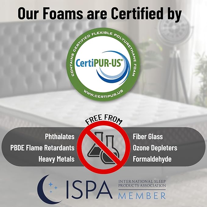 Ottomanson Queen 12” Eurotop Hybrid Mattress - Premium Quilted Cover - Made in USA - Medium-Firm Support - Individually Pocketed Coils & CertiPUR-US Foam - Fiberglass-Free - Bed in a Box