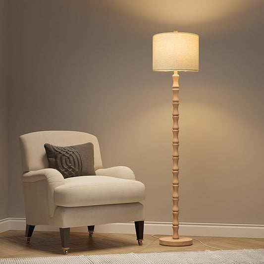 BOBOMOMO 62" Farmhouse Floor Lamp for Living Room, Retro Corner Floor Lamp Rotary Switch, Rustic Standing Lamp for Bedroom, Corner, Nursery, Dining Room, Bedroom, House