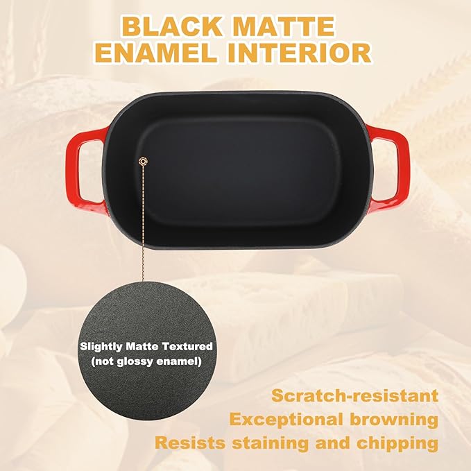 3.6QT Oval Enameled Cast Iron Dutch Oven, Sourdough Bread Baking Pan with Lid