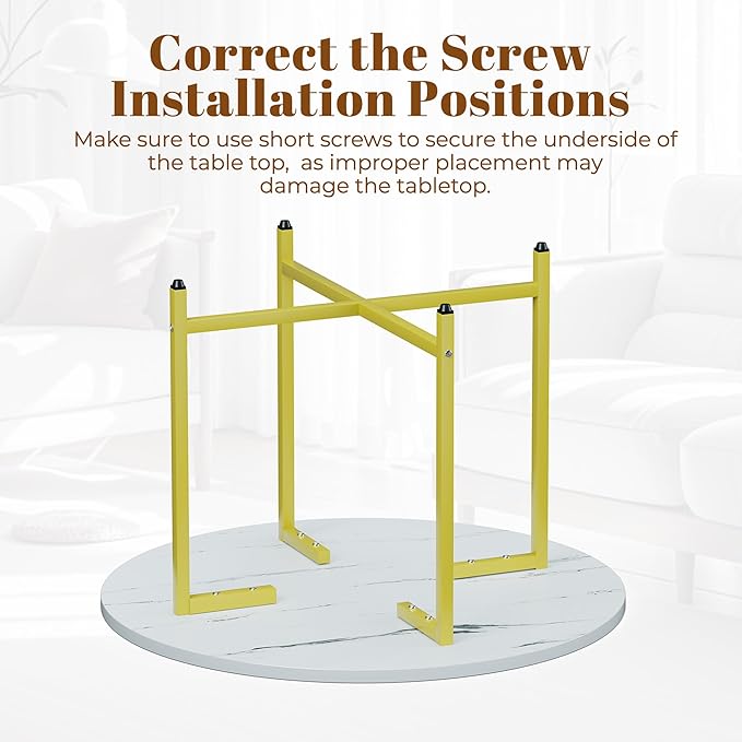 Round Coffee Table, Small Coffee Tables for Living Room, Wood Coffee Table with Metal Frame, Floor Table Desk for Sitting on The Floor, Home, Office, Farmhouse, White & Gold (23.6"D x 17.7"H)