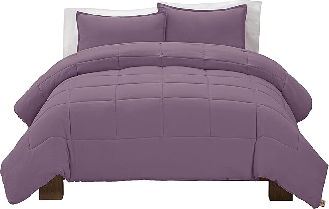 UGG Leonora Comforter Set with 2 Pillow Shams Lightweight Down Alternative Blanket Reversible Cozy Warm All Season Washable and Hypoallergenic Bedding Set, King, Purple Shadow