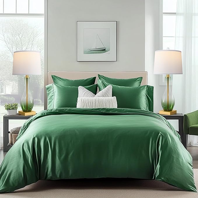 3-Way Dimmable Modern Glass table lamp for Living Room, Green Table Lamps Set of 2 with Touch Control, USB C and A Charging Ports, 27" Bedside Desk Lamps for Nightstand Decorations(LED Bulbs Included)