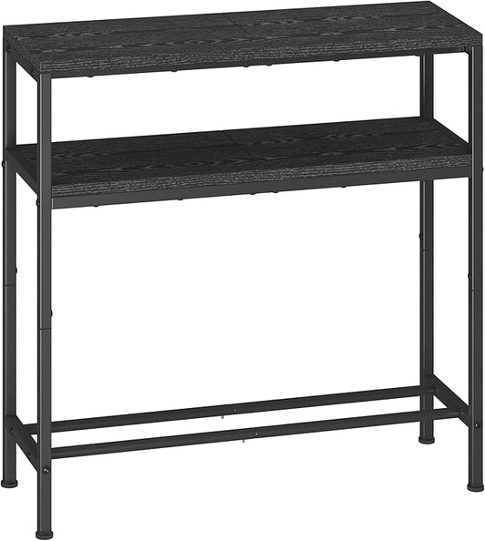 Homeiju Entryway Table with Storage, 3-Tier Console Table 31.5" Width, Industrial Sofa Table with Open Shelves, Foyer Tables for Entryway, Hallway, Kitchen, Living Room and Bedroom, Black
