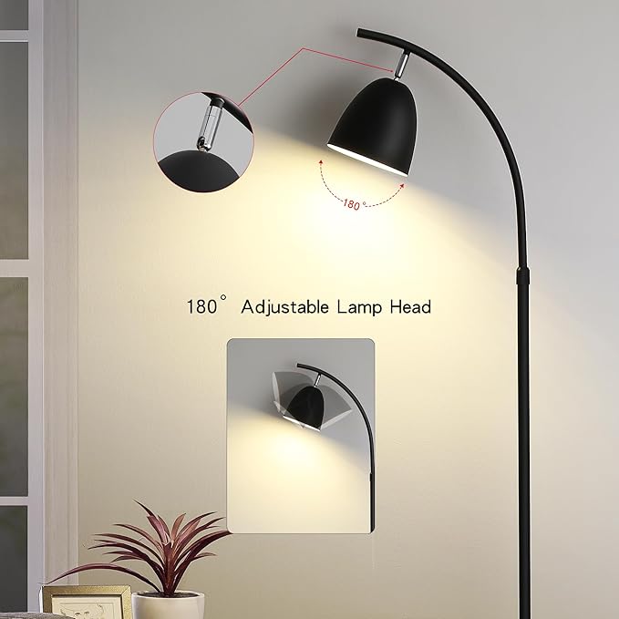 O'NEELDY Floor Lamp with Table Black Floor Lamp Modern Floor Lamp Bedroom with Table Attached Modern Dimmable Lamps for Living Room 71" Height Standing Lamps for Office Reading Room,E26 Bulb Included