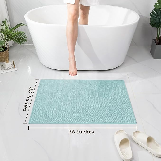 chakme Bathroom Rugs Mat 36x25, Ultra Thin Non Slip Bath Mat Large Quick Dry Absorbent Bath Mat for Bathroom Floor, (Navy Blue, 36"x25")