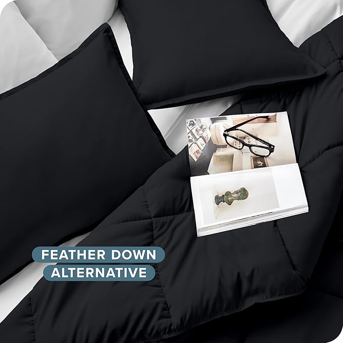 Bare Home Comforter Set - Full Size - Ultra-Soft - Goose Down Alternative - Premium 1800 Series - All Season Warmth (Full, Black)