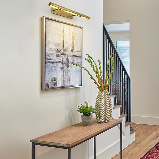 Brass Picture Light, 30inch Picture Lights for Wall, Hardwired Wall Lights for Picture, Large Wall Picture Light, Dimmable Picture Lights, Art Light for Painting Display Artwork Portrait