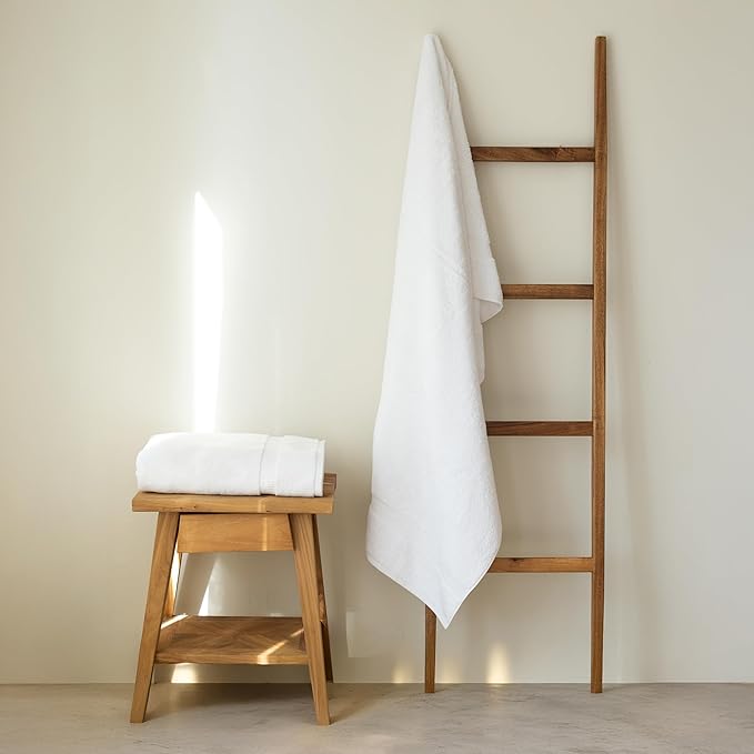 SALBAKOS 100% Turkish Cotton Extra Large Bath Sheet Set of 2 35x70 inch | Heirloom Quality | Hotel & Spa Collection |Soft, Absorbent Oversize Bath Towels | Made in Turkey (White, 2 Bath Sheets)