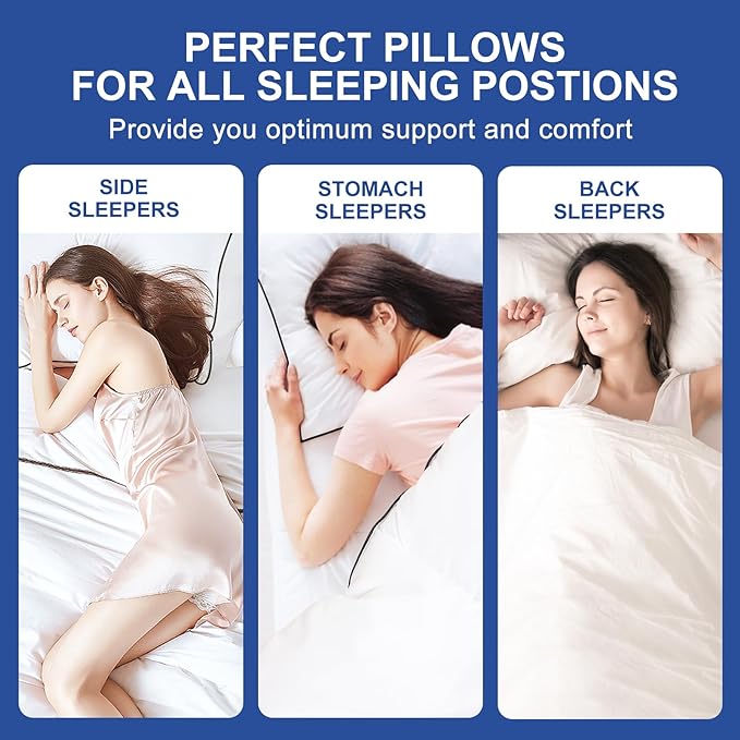 Premium Pillows King Size Set of 2, Fluffy and Supportive 7D Down Alternative Bed Pillows, Luxury Soft Hotel Quality Gusseted Pillow for Side Back Stomach Sleepers, Relief Neck Head and Shoulder Pain