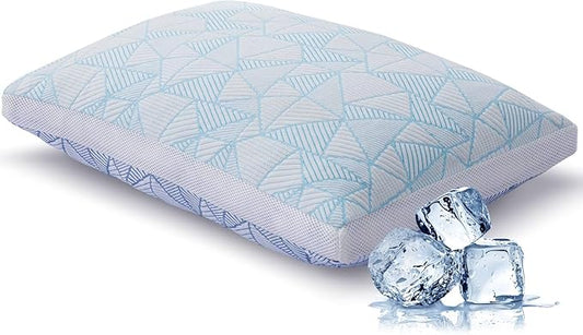 Shredded Memory Foam Cooling Soft Bamboo Viscose Pillow Queen Size, Adjustable Hypoallergenic Hotel Quality Bed Pillow for Side, Stomach or Back Sleeper, Oeko-TEX Certified