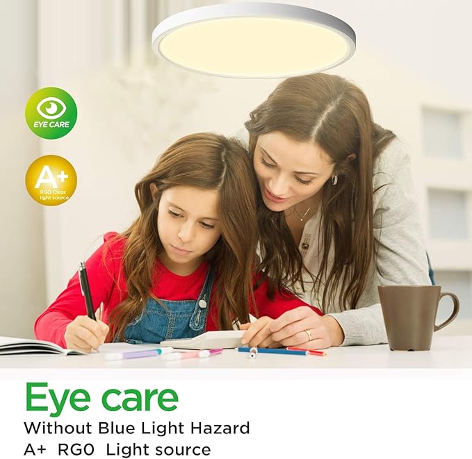 TALOYA LED Ceiling Light Living Room White, 15.8 Inch Thin Flat Modern Flush Mount Lighting Fixture for Bedroom,5 Color Temperatures in 1, 24w Round 0.94 Inch Thickness