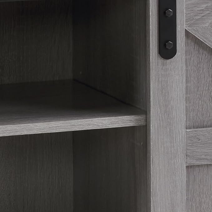 Softa 58" TV Stand, Modern & Farmhouse Wood Entertainment Center for TVs Up to 65", with Sliding Barn Door, Storage Cabinet Table, Adjustable Shelves (Gray)