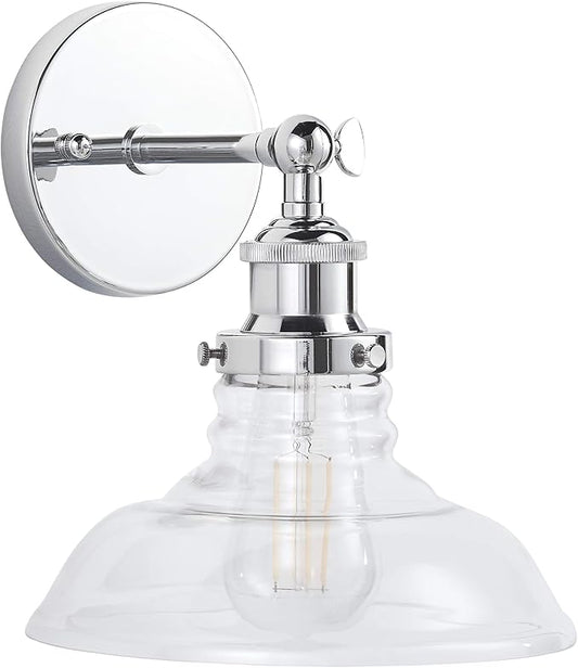 Linea di Liara Lucera Farmhouse Chrome Wall Sconce Wall Lighting Fixture Vanity Wall Sconce Lights Bathroom Sconces Wall Lights for Hallway, Bulb Included, UL Listed