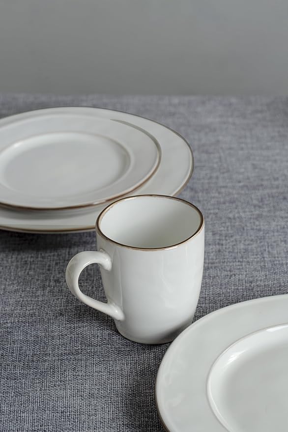 famiware Aurora Coffee Mugs, 14oz Mug Set of 4, Stoneware Mug, Cups for Kitchen, Cappuccino, Latte, Reactive Glaze, Microwave Safe, Scractch-resistant, Pearl White