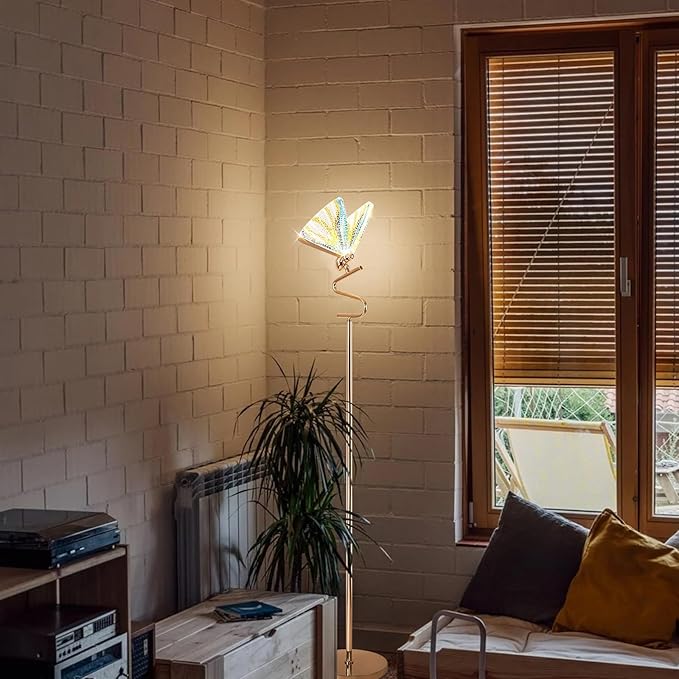 O'NEELDY Floor Lamps for Living Room LED Gold Floor Lamp 65" Tall Modern Floor Lamp with Butterfly Decoration Design,Suitable for Reading,Bedrooms,Offices and Corners